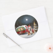 Winter Bulldog Caravan Kerstavontuur Ronde Sticker (Envelop)