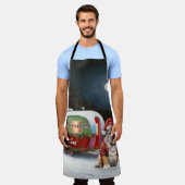 Winter Bulldog Caravan Kerstavontuur Schort (Gedragen)