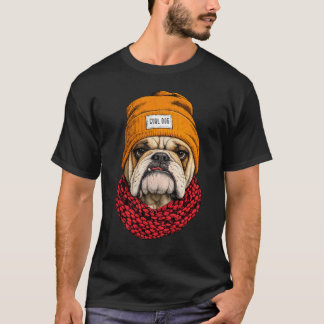 Winter Bulldog Stijl – Knusse Streetwear Hond T-shirt