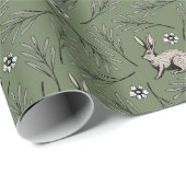Winter Bunnies Forest Green Holiday Cadeaupapier (Rol Hoek)