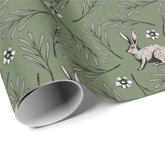 Winter Bunnies Forest Green Holiday Cadeaupapier (Rol Hoek)