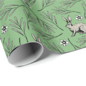 Winter Bunnies Groene Vakantie Cadeaupapier (Rol Hoek)