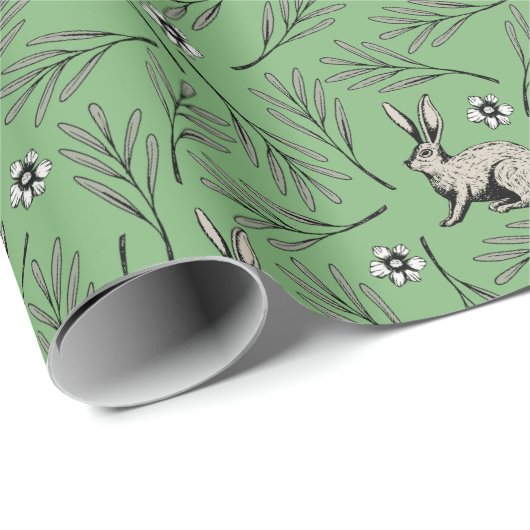 Winter Bunnies Groene Vakantie Cadeaupapier (Rol Hoek)