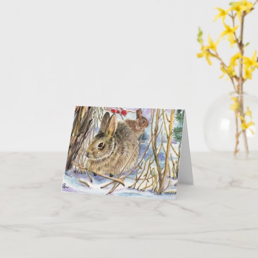 Winter Bunnies Kaart (Gele Bloem)