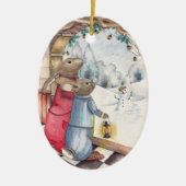 Winter Bunnies Keramisch Ornament (Voorkant)