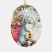 Winter Bunnies Keramisch Ornament (Achterkant)