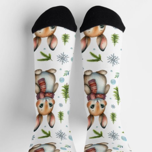 Winter Bunny Design, Christmas Rabbit Socks Sokken (Top)
