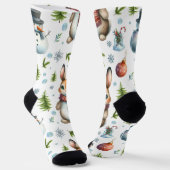 Winter Bunny Design, Christmas Rabbit Socks Sokken (Gebogen)