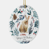 Winter Bunny | Gepersonaliseerde kerstversiering Keramisch Ornament (Rechts)
