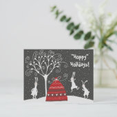 Winter Bunny Hoppy Feestdagen Briefkaart (Staand voorkant)
