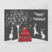 Winter Bunny Hoppy Feestdagen Briefkaart (Voorkant)