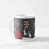 Winter Bunny Hoppy Feestdagen Coffee Mok (Voorkant links)