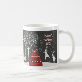 Winter Bunny Hoppy Feestdagen Coffee Mok