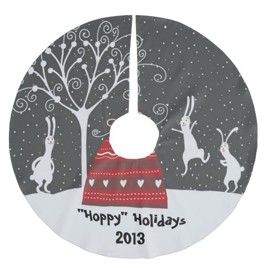 Winter Bunny Hoppy Feestdagen kerstboomrok Kerstboom Rok (Voorkant)