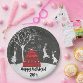 Winter Bunny Hoppy Feestdagen Paper Bord (Feest)
