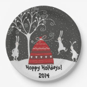 Winter Bunny Hoppy Feestdagen Paper Bord (Voorkant)