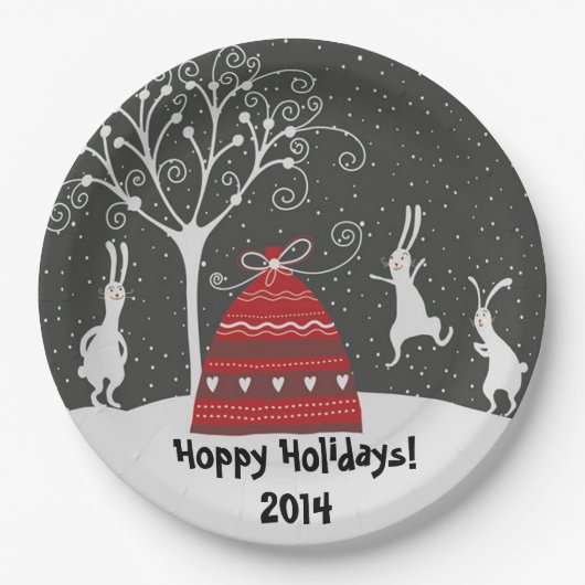 Winter Bunny Hoppy Feestdagen Paper Bord (Voorkant)