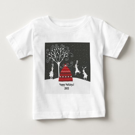 Winter Bunny Hoppy Feestdagen T-Shirt (Voorkant)