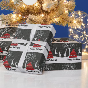 Winter Bunny Hoppy Feestdagen Wrapping Paper Cadeaupapier