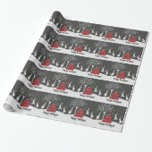 Winter Bunny Hoppy Feestdagen Wrapping Paper Cadeaupapier (Uitgerold)