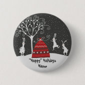 Winter Bunny Hoppy Holidays Button (Voorkant)