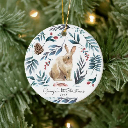 Winter Bunny | Persoonlijke Kerstbal Keramisch Ornament (Boom)