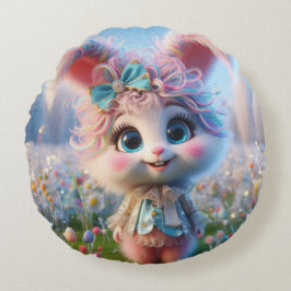 Winter Bunny Pillow Rond Kussen