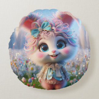 Winter Bunny Pillow Rond Kussen