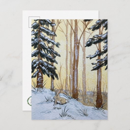 Winter Bunny Postcard Briefkaart (Voorkant / Achterkant)