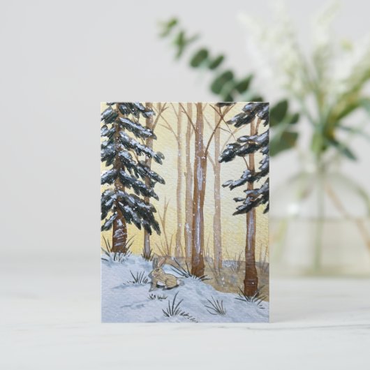 Winter Bunny Postcard Briefkaart (Staand voorkant)