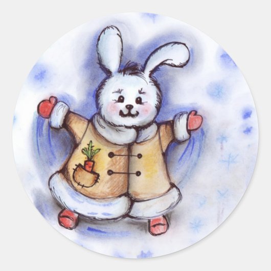 Winter Bunny Sticker! Ronde Sticker (Voorkant)