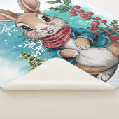 Winter Bunny Waterverf Kerst Sherpa Deken (3/4)