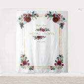 Winter Burgundy Bloem Bruiloftsfoto Prop Wandkleed (Voorkant)