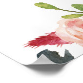 Winter burgundy blush navy floral welkomstteken poster (Hoek)