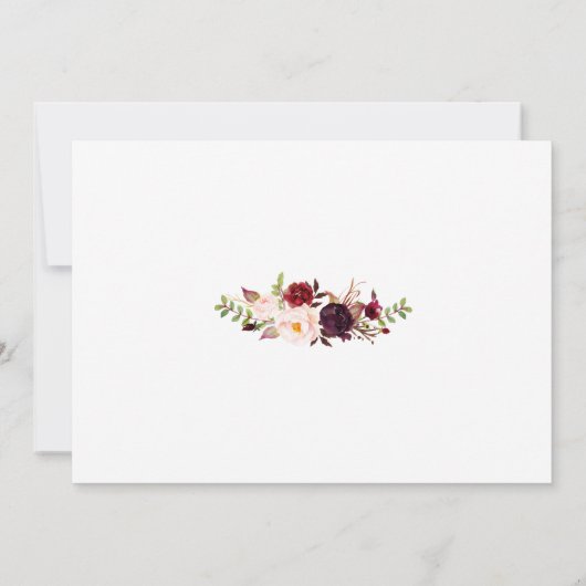 Winter Burgundy Floral Pine Gold redt de datum Save The Date (Achterkant)