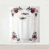 Winter Burgundy Floral Wedding Photo Prop Wandkleed (Voorkant)