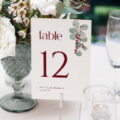 Winter Burgundy Greenery 5x7 Wedding Table Numbers Kaart