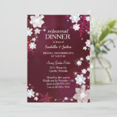 Winter Burgundy Wedding Rehearsal Dinner Kaart (Staand voorkant)