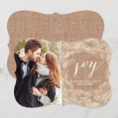 WINTER BURLAP | JOY | STYLISH HOLIDAY CARD FEESTDAGENKAART (Voorkant / Achterkant)