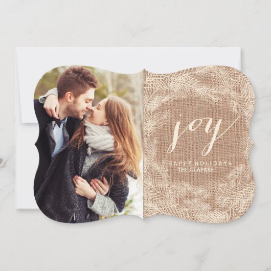 WINTER BURLAP | JOY | STYLISH HOLIDAY CARD FEESTDAGENKAART (Voorkant)