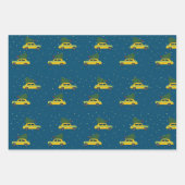 Winter Cab Taxi Fir Tree Pattern Blue Kerstmis Inpakpapier Vel (Voorkant 3)