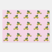 Winter Cab Taxi Fir Tree Pattern Roze Kerstmis Inpakpapier Vel (Voorkant 3)