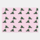 Winter Cab Taxi Fir Tree Pattern Roze Kerstmis Inpakpapier Vel (Voorkant 2)