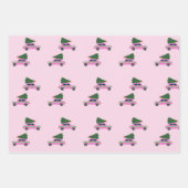 Winter Cab Taxi Fir Tree Pattern Roze Kerstmis Inpakpapier Vel (Voorkant)