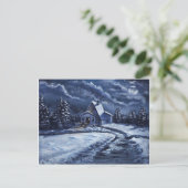 Winter Cabin bij nacht Briefkaart (Staand voorkant)