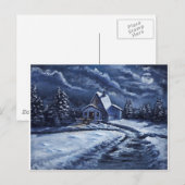 Winter Cabin bij nacht Briefkaart (Voorkant / Achterkant)