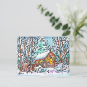 Winter Cabin Briefkaart (Staand voorkant)