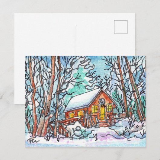 Winter Cabin Briefkaart (Voorkant / Achterkant)