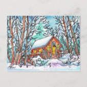 Winter Cabin Briefkaart (Voorkant)
