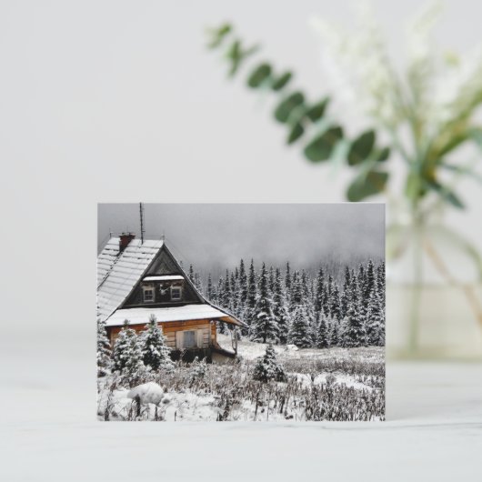 Winter Cabin. Briefkaart (Staand voorkant)